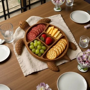 Độc đáo hình con rùa phục vụ tray-tái chế gỗ charcuterie Hội Đồng Quản trị với ngăn cho pho mát trái cây Đảng - Product Image 3