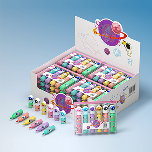 Bán Buôn 6-Màu Sắc Dễ Thương Phim Hoạt Hình <span class=keywords><strong>Mini</strong></span> <span class=keywords><strong>Highlighter</strong></span> Set Đa-Đầy Màu Sắc Bàn Chải Phẳng Tip Bút Đánh Dấu Với 6Pcs <span class=keywords><strong>Highlighter</strong></span> - Product Image 1