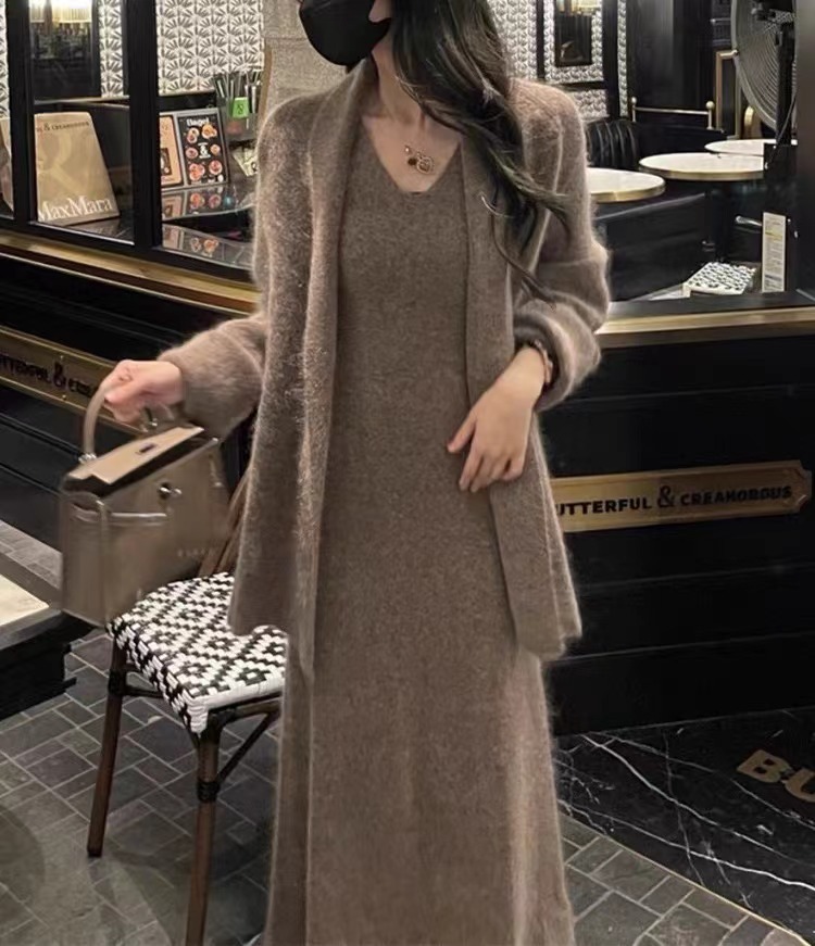 womens winter dress sets Handmade Boucle Sweater Dress: Warm Winter Midi, Plus Size
