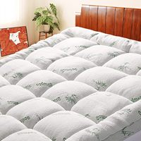 Bambus-Bettmatte Queen-Size Kühlende Gestrickte Schlichte Matratzenauflage Tiefe Passform OKo-TEX 100 Zertifiziert 300 TC Fadenzahl