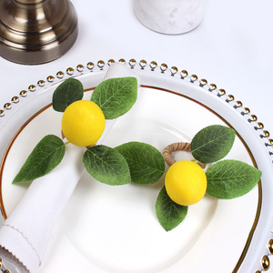 Anéis de Guardanapo em Forma de Limão Realistas, Suportes de Guardanapo em Forma de Folha, Clips de Guardanapo em Forma de Fruta, Decoração de Mesa Estilo Boho Natural para Jantares - Product Image 2