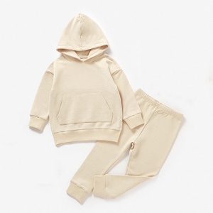 Hongbo 100% Cotton <strong>Baby</strong> Tracksuit Outfit Hooded Long Sleeve T-shirt Tops Pants Custom Toddler Kids Clothing Set for Boys Girls - Product Image 4