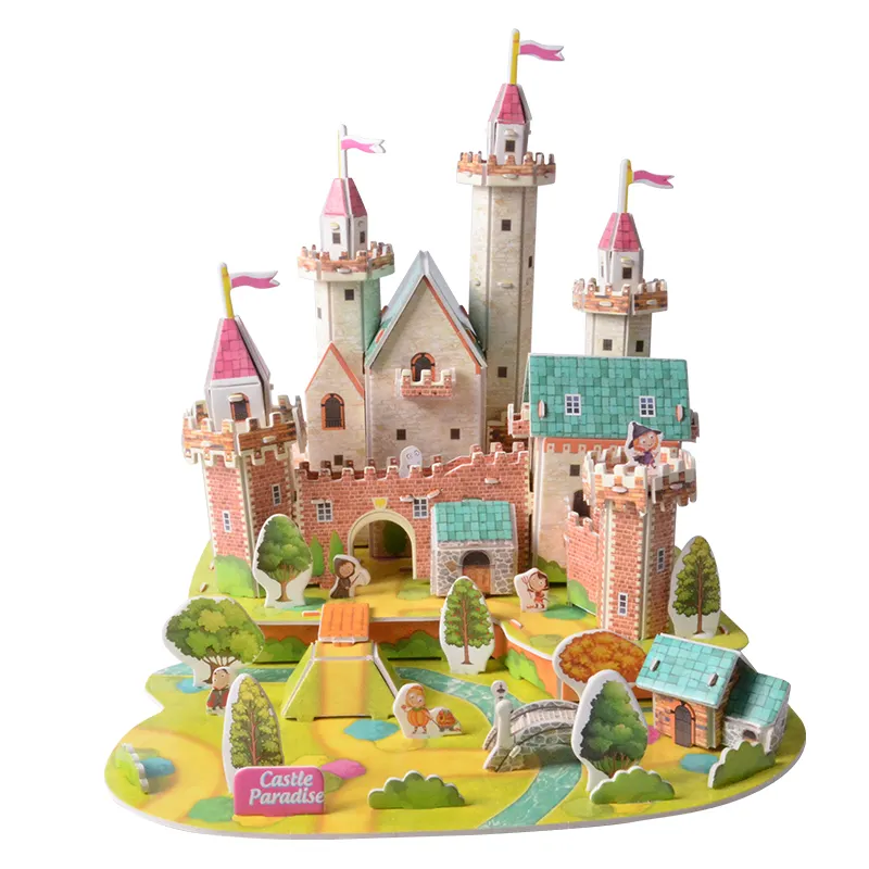 29.6*26*26.5cm 2023 New Castle Puzzle Toys 3D Custom Paper Puzzle giocattoli educativi per negozio di giocattoli