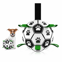 Jouet de football pour chien avec poignées, balle de chasse en PU à motif de patte pour chiens, balle à mâcher interactive avec boucles de traction