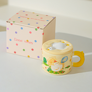 Taza de Porcelana con Diseño de Pato Adorable, con Tapa y Caja de Regalo para Parejas y Mujeres, Regreso a Clases, Diseño de Alta <span class=keywords><strong>Calidad</strong></span>, Apta para Lavavajillas y <span class=keywords><strong>Microondas</strong></span> - Product Image 6