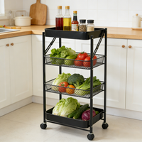 Chariot de rangement roulant à 3 niveaux 45*29*77cm, chariot utilitaire en métal avec roues verrouillables pour cuisine, salle de bain, maison, bureau