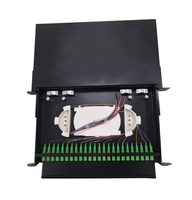 Panel Patch Suplai Luar Ruangan Teroptimasi 24 Core OTB FTTH ST LC SC FC 19-inci untuk Pemasangan di Dinding/Rak untuk Kotak Terminal Serat Optik