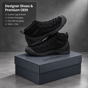 Zapatillas de senderismo de lujo de diseñador para hombre y mujer, de alta calidad, negras, de caña media, nuevas. - Product Image 1