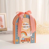 Boîte cadeau semi-circulaire découpée DingHui, motif maison de rêve de dessin animé, pour le premier anniversaire de bébé ou la fête du plein lune, boîte à bonbons portable, boîte de retour