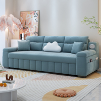 Canapé-lit convertible minimaliste avec haut-parleur Bluetooth intégré, rangements latéraux, design extensible pour salon