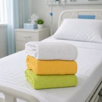 Couverture légère en coton 100% tissé, blanche, unie, respirante, pour la maison, l'hôtel, les voyages