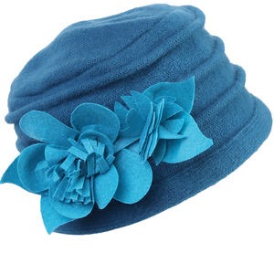 Оптовая продажа, симпатичная Цветочная 100% Шерстяная Шапка-бини, зимняя шапка для женщин, 1920 50-х годов, в стиле Франции - Product Image 5