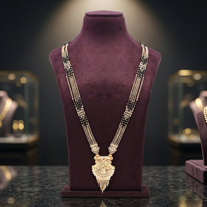 Wholesale 24K Gold Plated Pendant Mangalsutra Traditional Designs Wedding Jewelry For Women Black Beads For 24K Gold Mangalsutra - Product Image 2