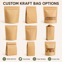 Sac en Papier Imprimé Biodégradable Anti-Odeur Kraft avec Fenêtre de Qualité Alimentaire Sachet Debout pour Snack Pain Sac en Papier Refermable