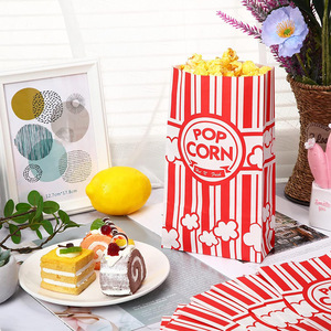Bolsas de papel para palomitas de maíz, contenedor de palomitas de maíz rojo y blanco, funda desechable para palomitas de maíz para fiesta temática de películas <span class=keywords><strong>Retro</strong></span>, suministros de Carnaval - Product Image 2