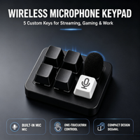 Clavier Macro Compact de Bureau Sans Fil Mécanique Double Mode 5 Touches Personnalisables Microphone Intégré Plug & Play Streaming en Direct
