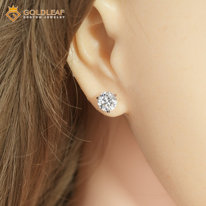 Goldleaf 1CT D Color VVS Clarity Lab Grown Round Brilliant Cut Diamond Stud Earrings 14K Gold Claw Setting IGI Certified - Product Image 3