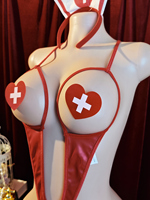 Lingerie sexy pour femme, style infirmière, body teddy à coupe ouverte, entrejambe ouvert, dos nu, coupe haute, string, pour jeu de rôle et tenue de nuit