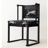 Chaise de salle à manger en bois massif de Style chinois chaise de loisirs en tissu motif léopard noir avec conception de cadre en bois pour ensembles de chambre d'hôtel