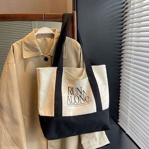 Custom with Printed Logo Pocket and Zipper Shoulder Length Handle <b>Medium</b> Shopping Classic Cotton Canvas <b>Tote</b> <b>Bag</b> - Product Image 2