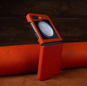 Étui de protection antichoc en cuir véritable de luxe pour <span class=keywords><strong>Samsung</strong></span> Galaxy Z Flip 5, étui pliable pour Z Flip 4 3 - Product Image 2