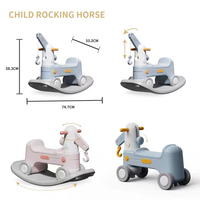 Cheval à bascule 2-en-1 pour enfants, véhicule d'ingénierie multifonctionnel avec base amovible, transformable en voiture grue coulissante et véhicule à bascule