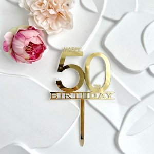 Ins Wind Acrylic Cake Plugin <span class=keywords><strong>25</strong></span> Feliz 50 cumpleaños Feliz aniversario Cake Insert Number Cake Topper - Product Image 5