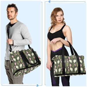 Custom Print Large Capacity Waterproof Polyester Folding Storage Luggage Portable Travel Bag With Makeup Pouch for Fitness Yoga - Product Image 6