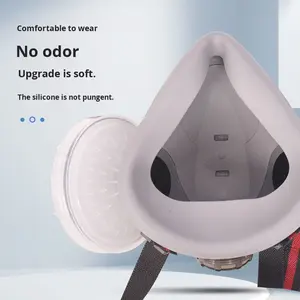 308A masker Gas kanister ganda silikon KN95 masker Respirator dapat digunakan kembali Filter HEPA untuk perlindungan bau cat minyak pestisida kimia - Product Image 2
