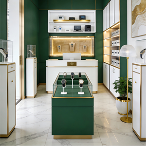 Vetrina Rotonda in Legno per <span class=keywords><strong>Gioielli</strong></span>, Piccola Vetrina Curva, Espositori Sottili per Negozi <span class=keywords><strong>di</strong></span> <span class=keywords><strong>Gioielleria</strong></span> - Product Image 2