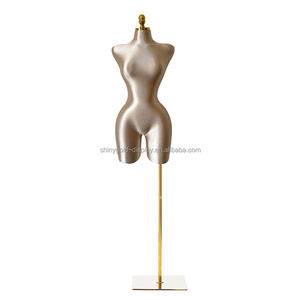 Maniquíes Femeninos Brasileños de Medio Cuerpo, Talla Grande, con Busto Grande y Caderas Anchas, en Tela Dorado Claro, para Lencería y Vestidos - Product Image 5