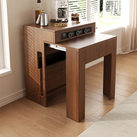 Ensemble de table à manger rectangulaire en bois, moderne, simple et peu encombrant Chaise intégrée rétractable Armoire latérale Salle à manger Ménage