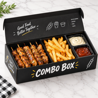 Logo personnalisé pour l'emballage alimentaire, piques à fast-food recyclables, boîte à emporter pour frites et hamburgers