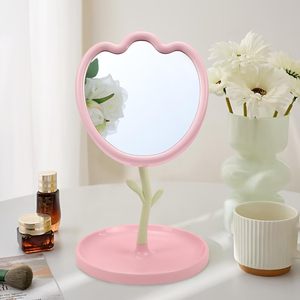 Miroir de maquillage floral haut de gamme en forme de tulipe, miroir de table rotatif pour retouches, miroir de courtoisie Princesse - Product Image 1