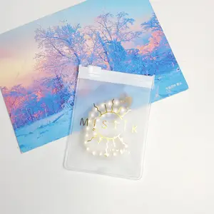 High Quality Custom Print Logo Frosted Zipper Bag Small Zip Lock Plastic Bag For Jewelry Earrings Packaging PVC Ziplo
