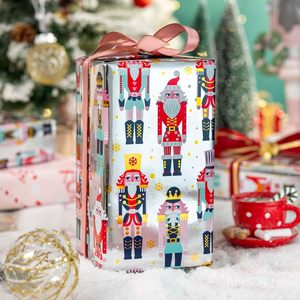Papel de Regalo Navideño con Diseño de Cascanueces y Bastones de Caramelo, Reversible, 17 Pulgadas x 32.8 Pies, para Envolver Regalos y Manualidades - Product Image 6