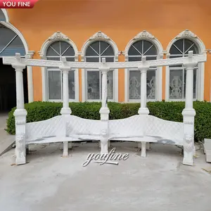 High Quality Carved Outdoor Decorative Large Classical Stone Marble Bench Surround