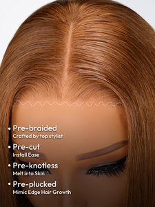 Peluca frontal de encaje transparente sin pegamento <span class=keywords><strong>marrón</strong></span> caramelo viudas pico M línea de cabello sedoso recto 13x6 aspecto Natural 16-30 pulgadas para mujer - Product Image 2