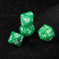 Ensemble de 7 dés polyédriques en acrylique marbré vert émeraude avec encre blanche pour jeux de société et jeux de table de collection