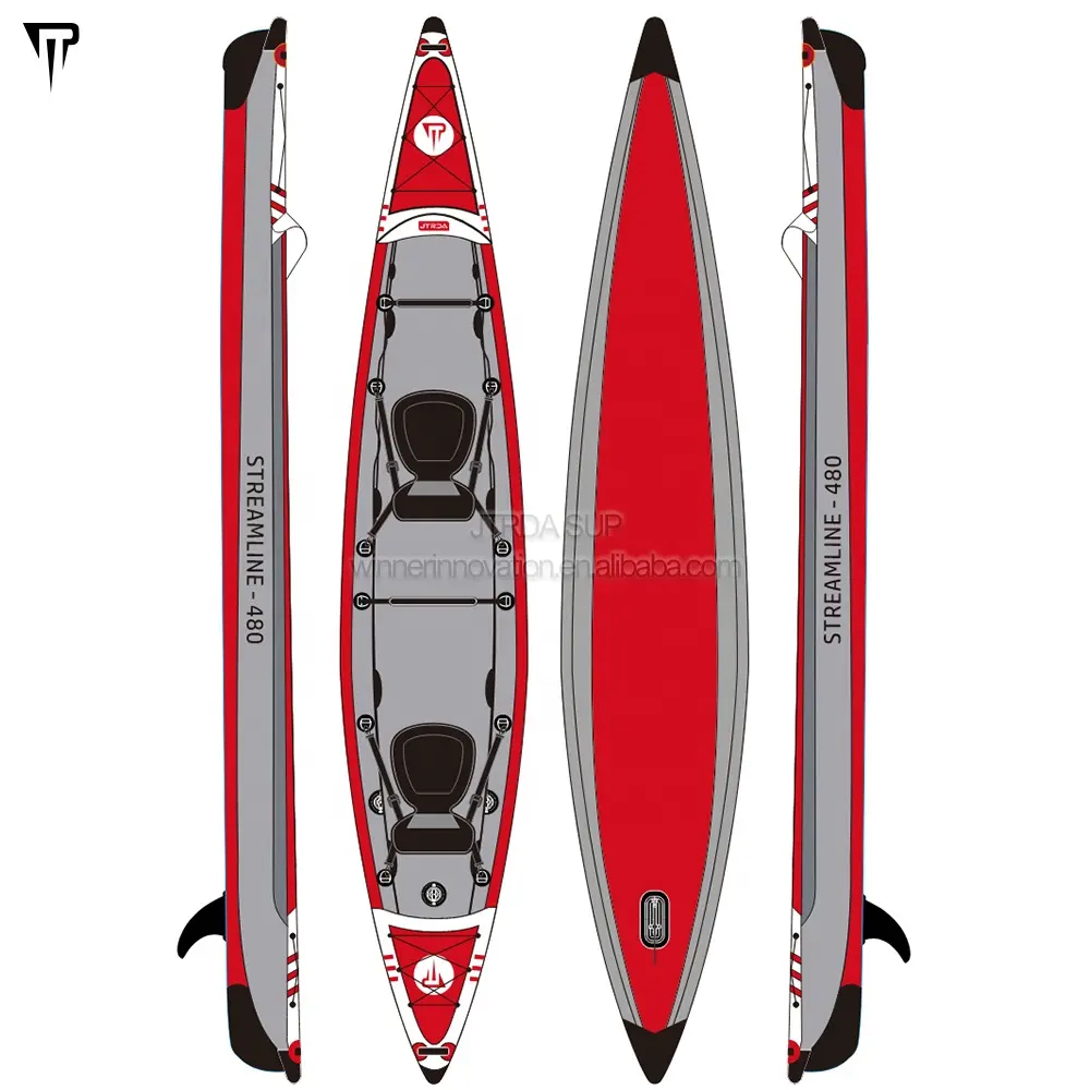 Jtrda Trong Kho 13.8ft 422Cm Áp Lực Cao Drop Shipping Stitch Gấp Canoe Kayak Đại Dương Sông Hồ Kayak Inflatable Chèo Thuyền Kayak