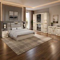 Ensemble complet de meubles de chambre à coucher de luxe en bois pour hôtel, design moderne, durable, avec lit double king size, armoire et commode, vente en gros