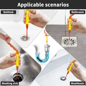 6 confezioni in plastica <span class=keywords><strong>tubo</strong></span> di scarico <span class=keywords><strong>tubo</strong></span> <span class=keywords><strong>flessibile</strong></span> per vasca da bagno per sciacquone comprare <span class=keywords><strong>flessibile</strong></span> serpente donnola di scarico per capelli strumento di scarico donnola - Product Image 6
