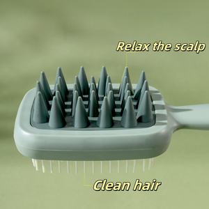 Brosse de massage du cuir chevelu en silicone double face pour un nettoyage en profondeur, avec shampooing multifonctionnel, étanche et non jetable - Product Image 2