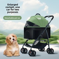 Poussette pour animaux de compagnie pour chiens et chats, chariot de style Teddy avec cadre métallique léger, cage amovible, design pliable pour les sorties P002