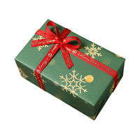 Boîte cadeau de Noël en carton recyclable vert avec motif d'arbre, étiquette personnalisée pour chapeau de Noël pour enfants, lamination brillante