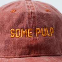 Ongestructureerde gewassen katoenen 6-panelige baseballcap oranje dad hat verstelbaar twill geborduurde letters