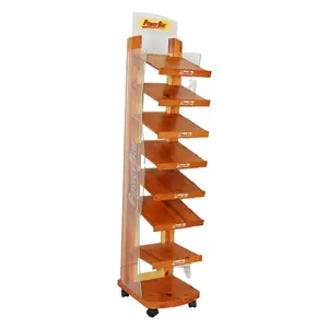 Negozio di marca Da Pavimento In Legno Scaffalature Acrilico Lati Energy Power Chocolate Bar Display Stand