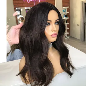 Double Draw 24 Inch Long Russian Virgin Ermy Human Hair 200% Density Glueless Lace Silk Base Kosher Wig 1B