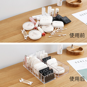 Clear Acrylic Cosmetic Storage <b>Box</b> With Compartments For Makeup And Jewelry Desktop Organizer 6 Or 8 Sections <b>Removable</b> - Product Image 2