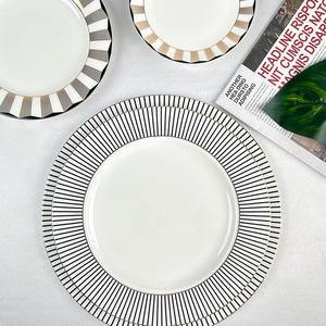 Eco-Friendly Elegant Bone China <b>Dinnerware</b> Gold Catering Dinner Plates for Weddings & Special Occasions - Product Image 6